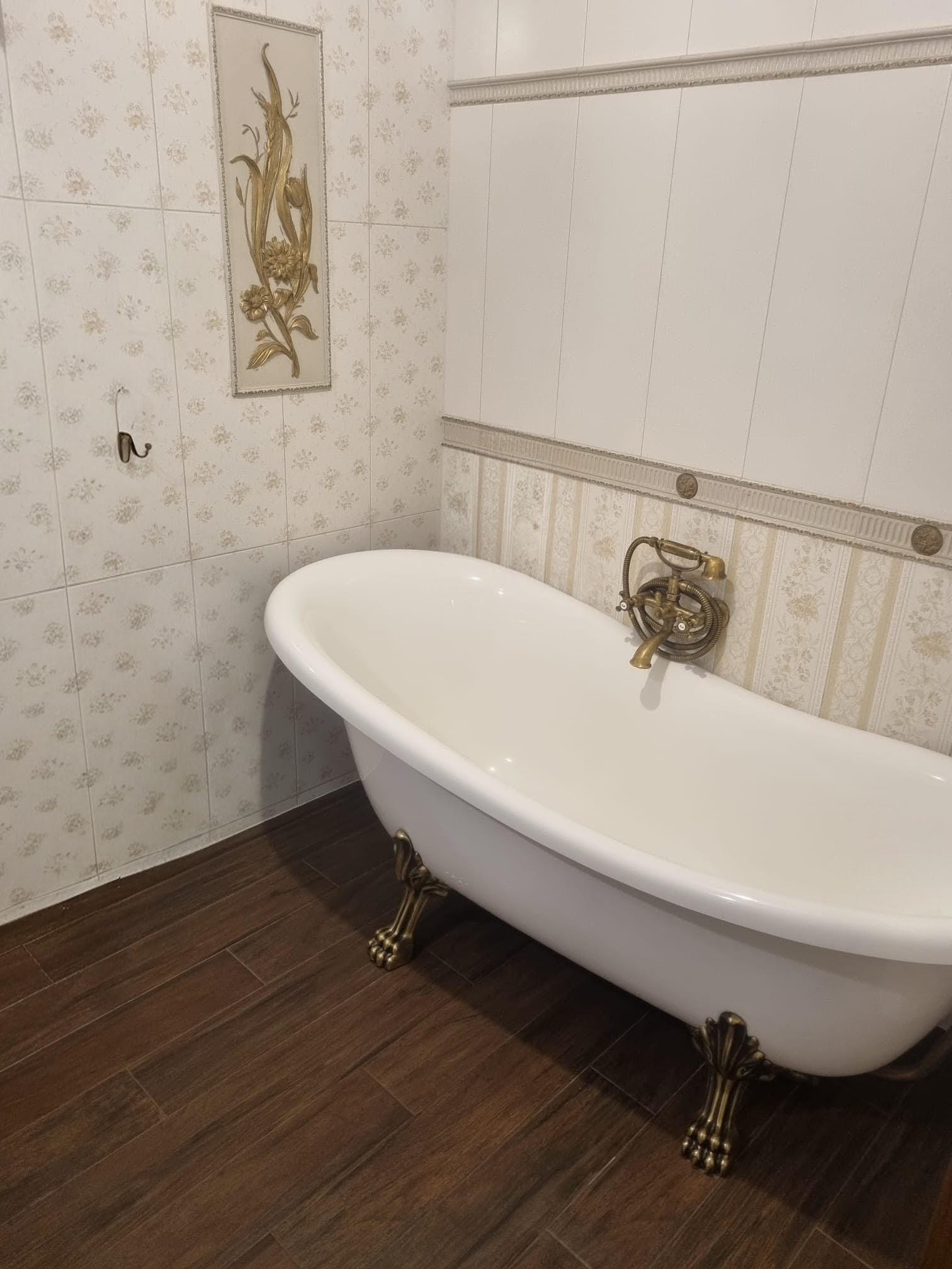 Traditional freestanding bath installation with brass fittings — recent Stoke-on-Trent project
